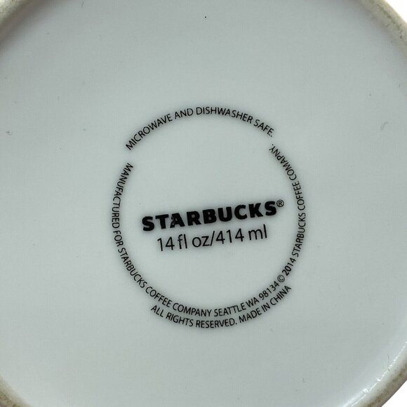 2014 Ceramic White Starbucks 14/16 Oz Green Mermaid Siren Logo Coffee Mug Set 2 - Picture 5 of 7